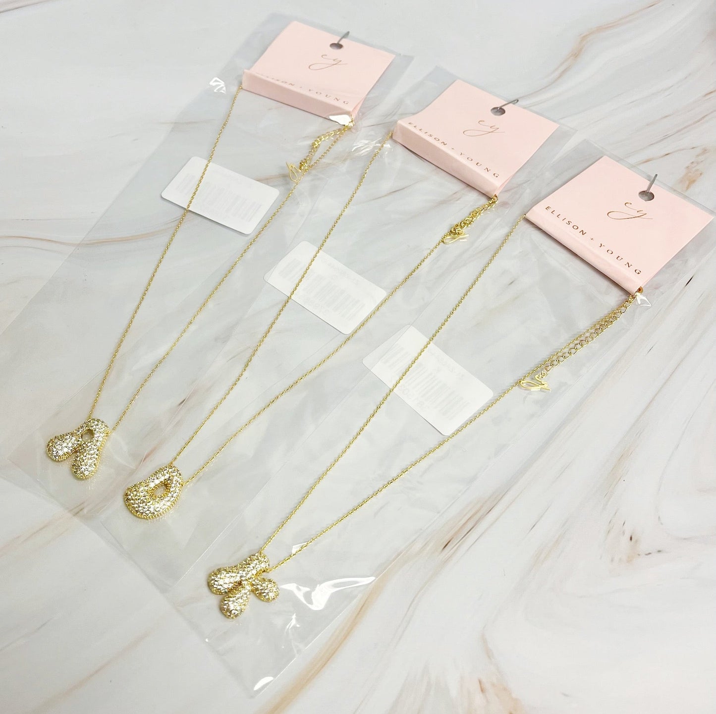 Crystal Bubble Initial Necklace- Gold Tone Monogram