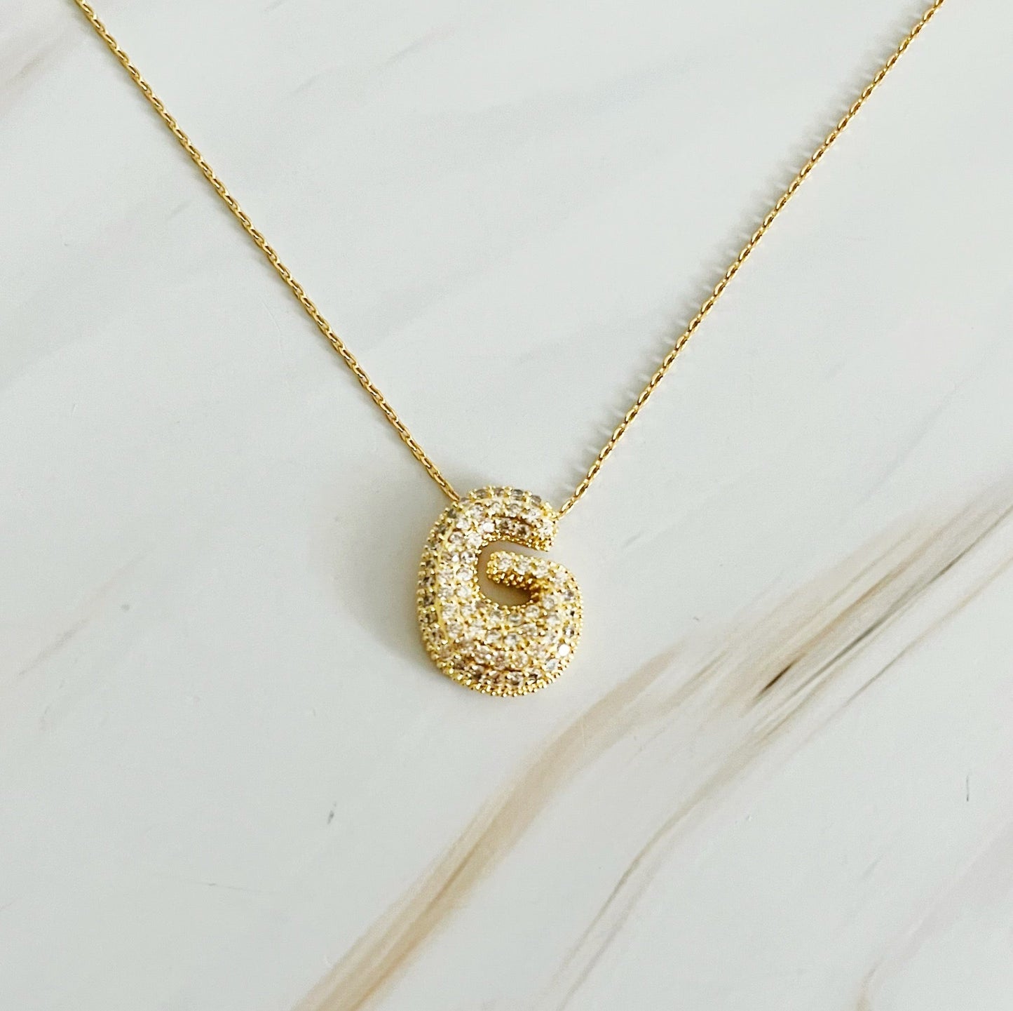Crystal Bubble Initial Necklace- Gold Tone Monogram