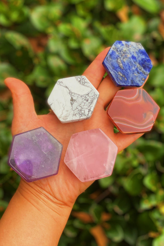 Hexagon Natural Stone Device Grip Pop Socket for Phones